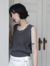 Linen Knit Vest Stitched by Hand CHARCOAL women s top - RUBATI - BALAAN 4