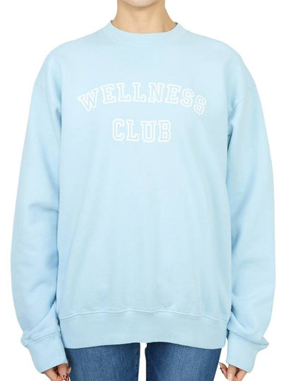 Wellness Club Flock Crew Neck Cotton Sweatshirt Baby Blue - SPORTY & RICH - BALAAN 2