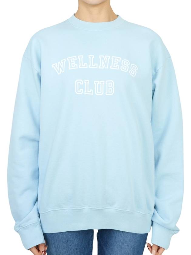 Wellness Club Flock Crew Neck Cotton Sweatshirt Baby Blue - SPORTY & RICH - BALAAN 4