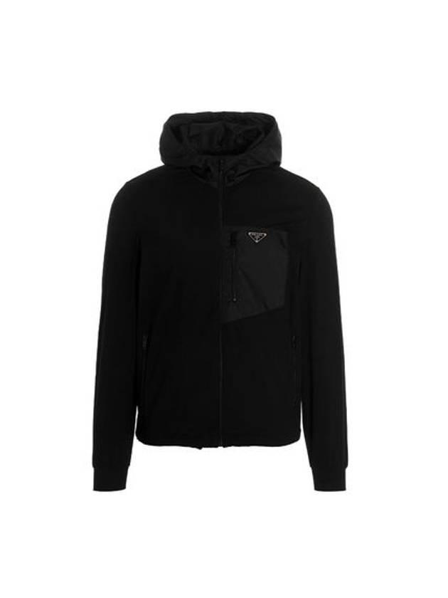 Triangle Logo Pocket Breasted Zip Up Jacket Black - PRADA - BALAAN 1