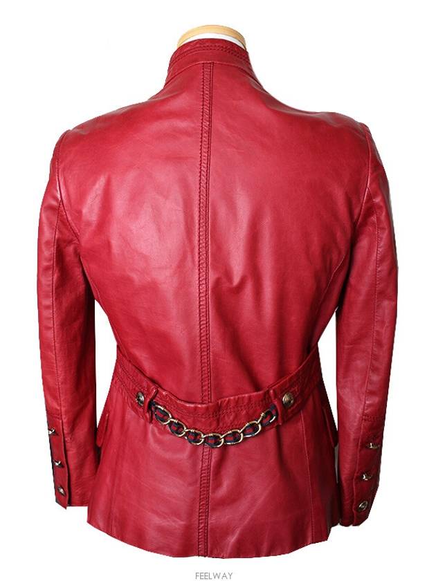 Three strip chain red leather jacket Domestic 44 - GUCCI - BALAAN 2