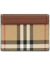 Check Pattern Leather Canvas Card Wallet Beige Brown - BURBERRY - BALAAN 4