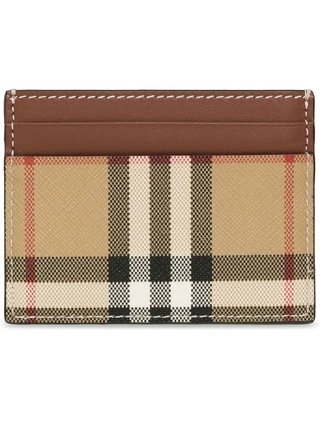 Check Pattern Leather Canvas Card Wallet Beige Brown - BURBERRY - BALAAN 4