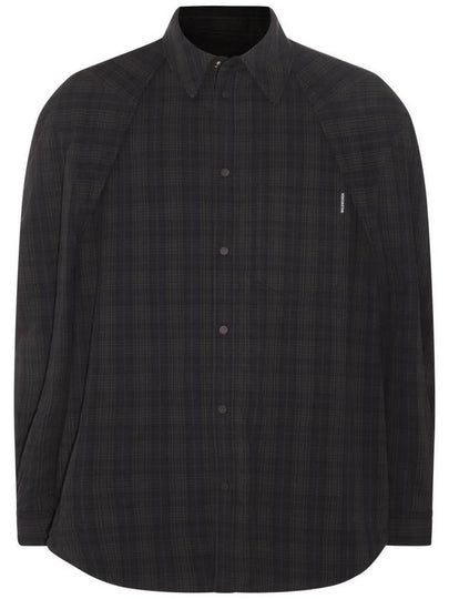 Checked Pattern Long Sleeve Shirt Grey - BALENCIAGA - BALAAN 2