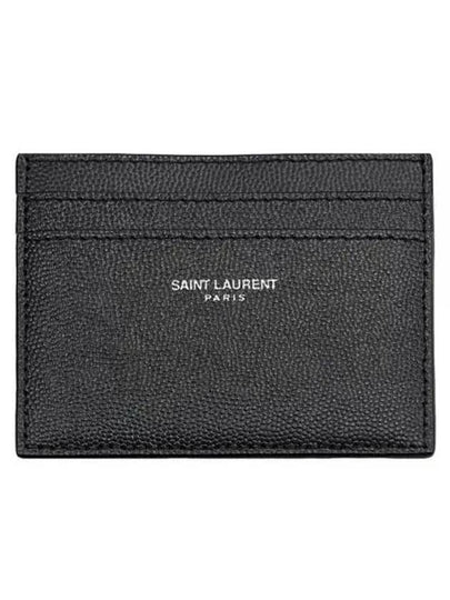 Embossed Leather Card Wallet Black - SAINT LAURENT - BALAAN 2