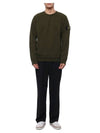 Brushed Cotton Fleece Garment Dyed Crewneck Sweatshirt Olive Green - STONE ISLAND - BALAAN 4