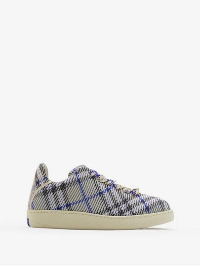 Box Check Print Leather Low Top Sneakers Royal Blue - BURBERRY - BALAAN 2