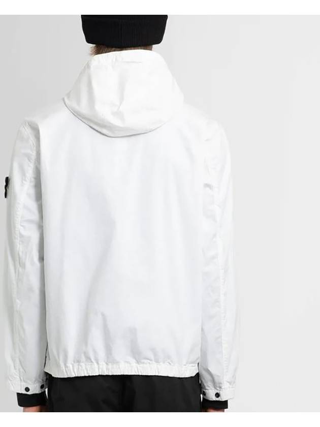 Cotton Twill Stretch Hooded Jacket White - STONE ISLAND - BALAAN 4