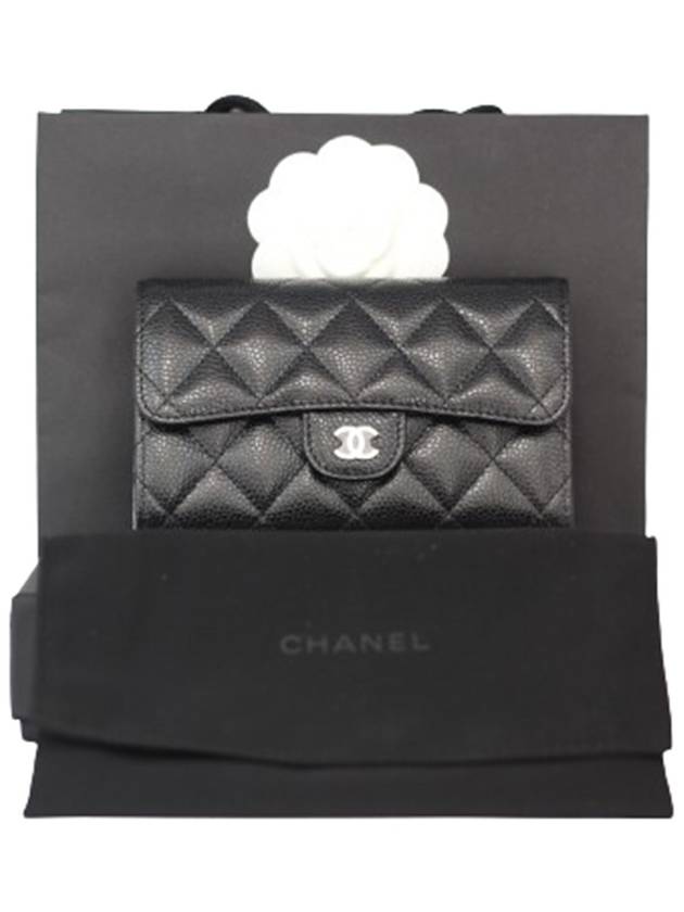 Classic flap wallet silver grained calfskin metal black medium AP0232 - CHANEL - BALAAN 5