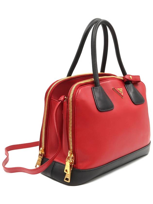 Women s Prada B2593C Red Black Two tone Soft Calfskin Tote 2WAY gt bag Gangbuk used luxury goods - PRADA - BALAAN 5