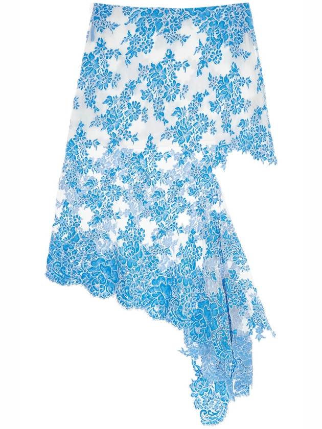 asymmetrical blue floral cotton lace skirt - CHRISTOPHER ESBER - BALAAN 1