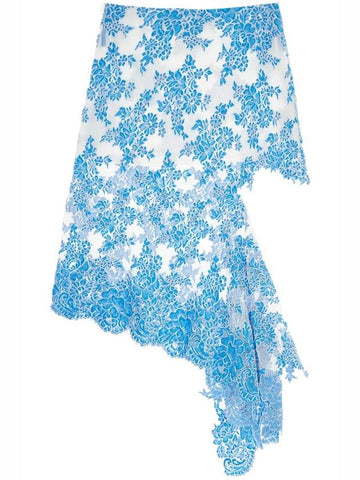 asymmetrical blue floral cotton lace skirt - CHRISTOPHER ESBER - BALAAN 1