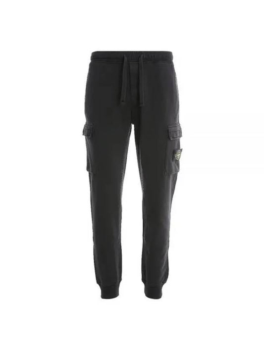 Garment Dyed Cotton Fleece Track Pants Charcoal - STONE ISLAND - BALAAN 1