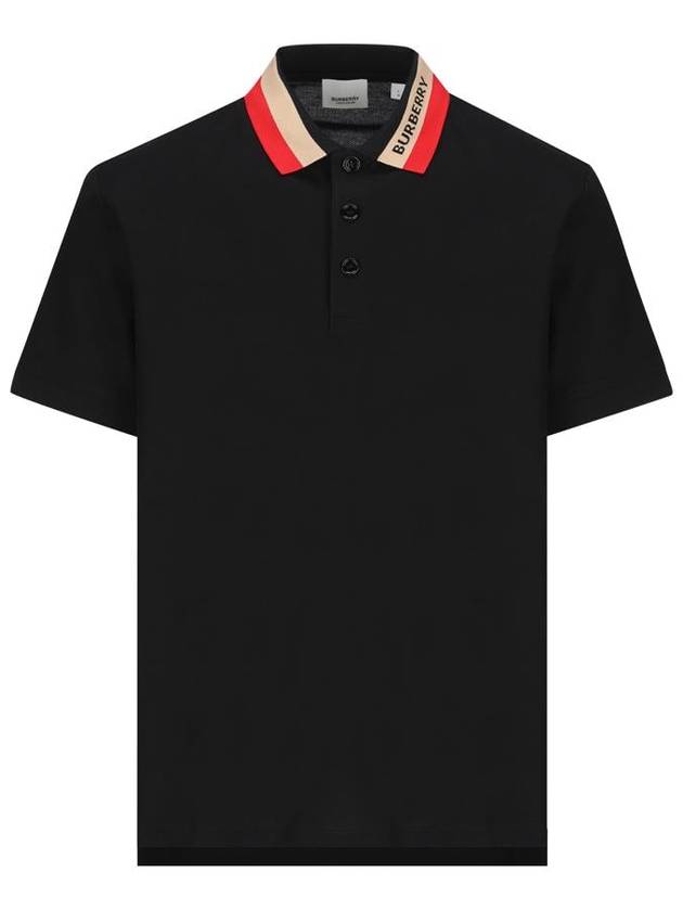 Logo Stripe Short Sleeve Polo Shirt Black - BURBERRY - BALAAN 2