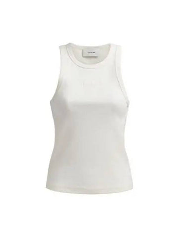 Ribbed Signature Tank Top CS609 WHT 270376 - COACH - BALAAN 1