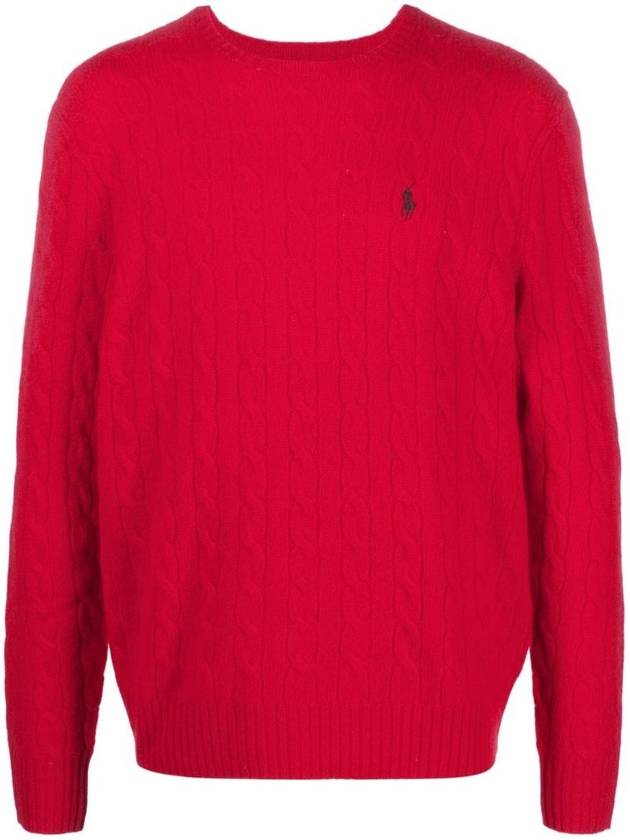 Men's Wool Cashmere Cable Knit Top Red - POLO RALPH LAUREN - BALAAN 1