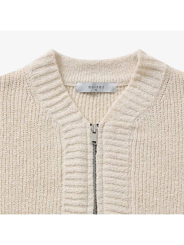 Boucle Zip-Up Cardigan Ivory - NOIRER - BALAAN 5