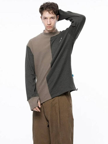 Men s M243MT04KA Circular Reverse Wool Half Neck Sweatshirt Khaki Beige - CHANCE'S NOI - BALAAN 1