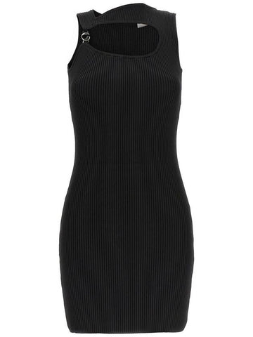 Mini Black Dress With Cut-Out And Logo Detail In Ribbed Viscose Woman - COPERNI - BALAAN 1