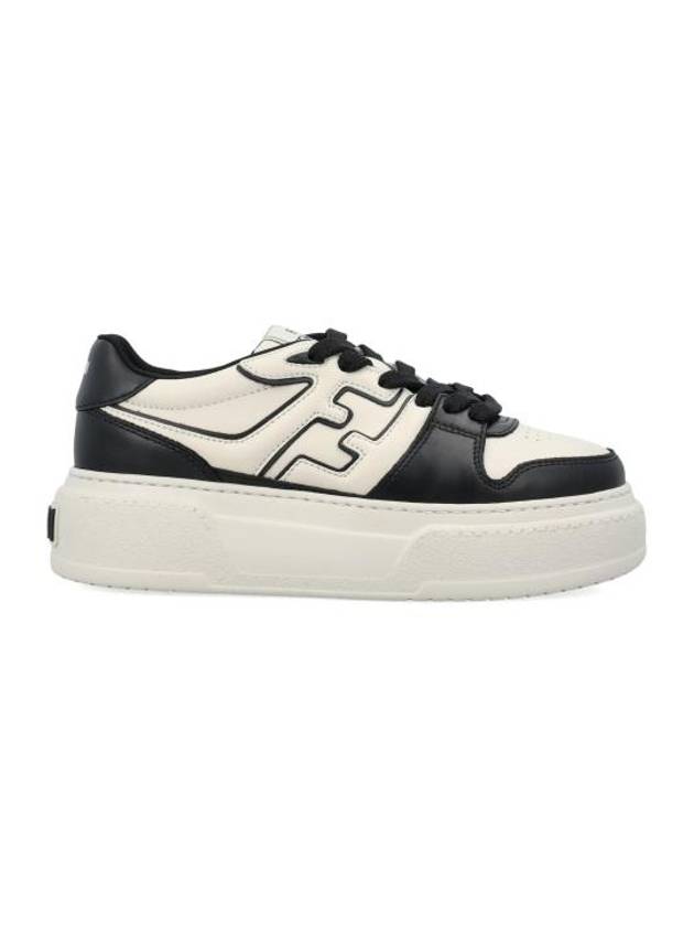 Match Leather Platform Low Top Sneakers Black - FENDI - BALAAN 1