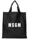 Logo Print Tote Bag Black - MSGM - BALAAN 2