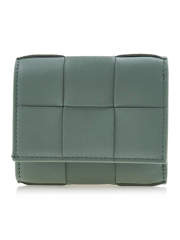 Intrecciato Tri-Fold Zipper Half Wallet Green - BOTTEGA VENETA - BALAAN 1