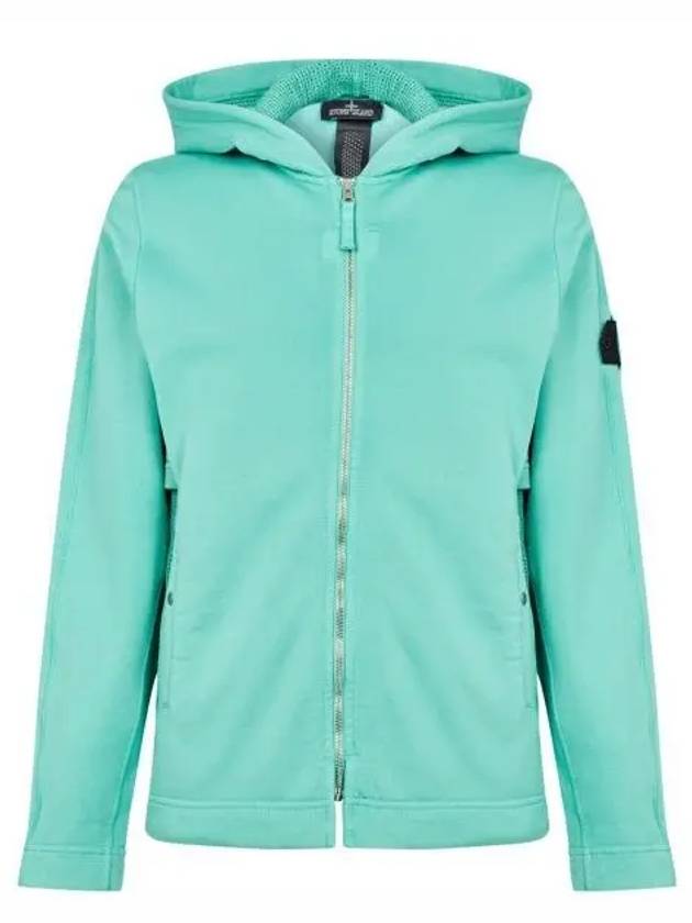 Shadow Project Cotton Lyocell Fleece Zip Up Hoodie Aqua Blue - STONE ISLAND - BALAAN 2