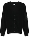 Men's Lens Wappen Button Front Cardigan Black - CP COMPANY - BALAAN 2