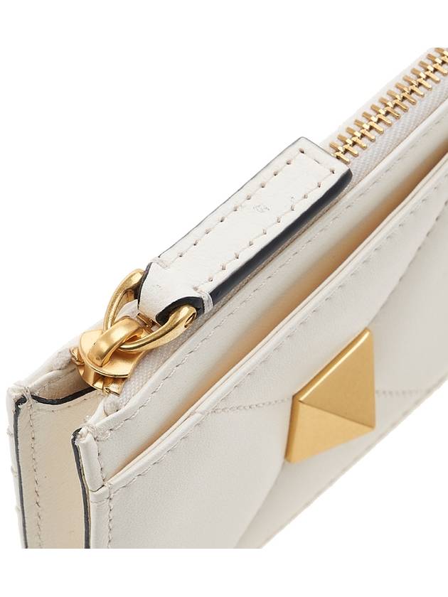 One Stud Leather Zipper Coin Purse White - VALENTINO - BALAAN 9