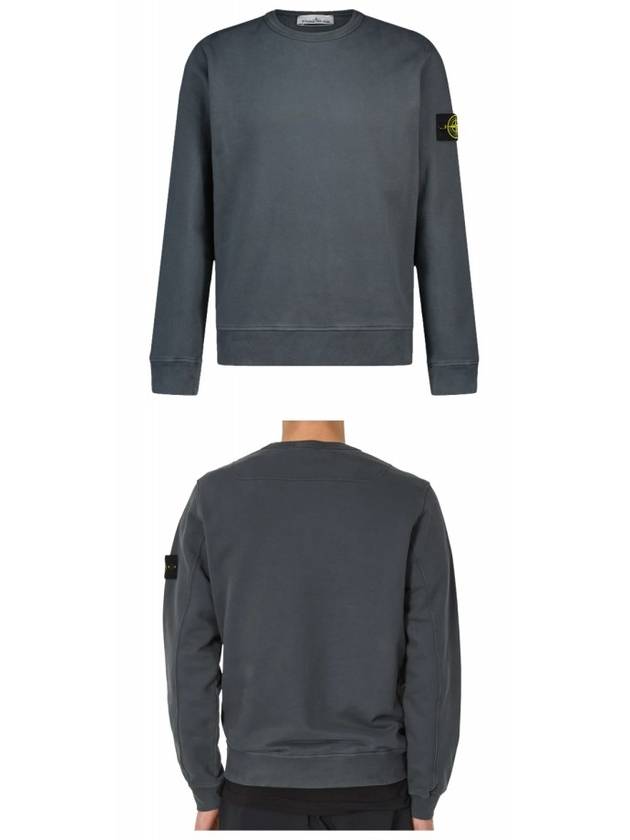 Brushed Cotton Fleece Garment Dyed Crewneck Sweatshirt Lead - STONE ISLAND - BALAAN 5