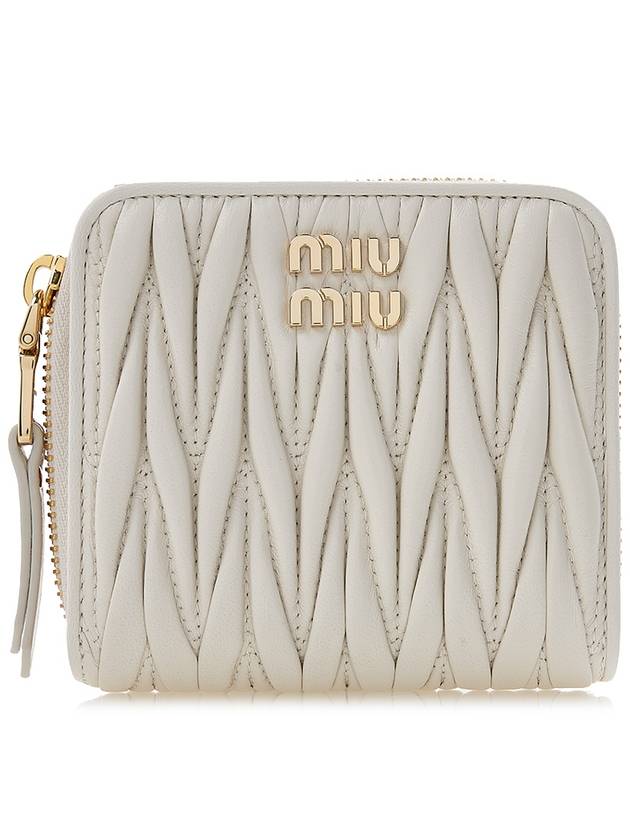 Matelasse Logo Zip Around Half Wallet White - MIU MIU - BALAAN 2