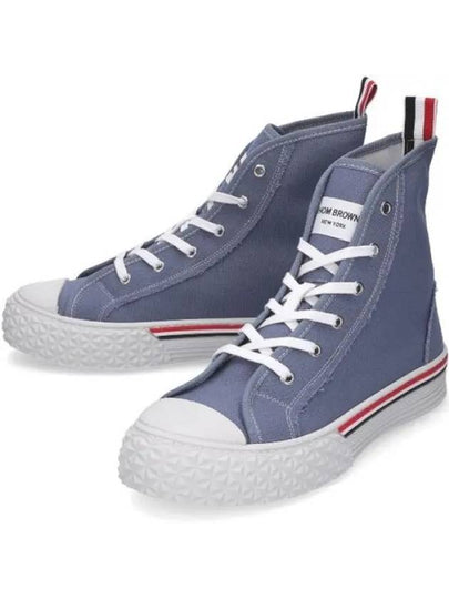 Tartan Sole Canvas High Top Sneakers Blue - THOM BROWNE - BALAAN 2