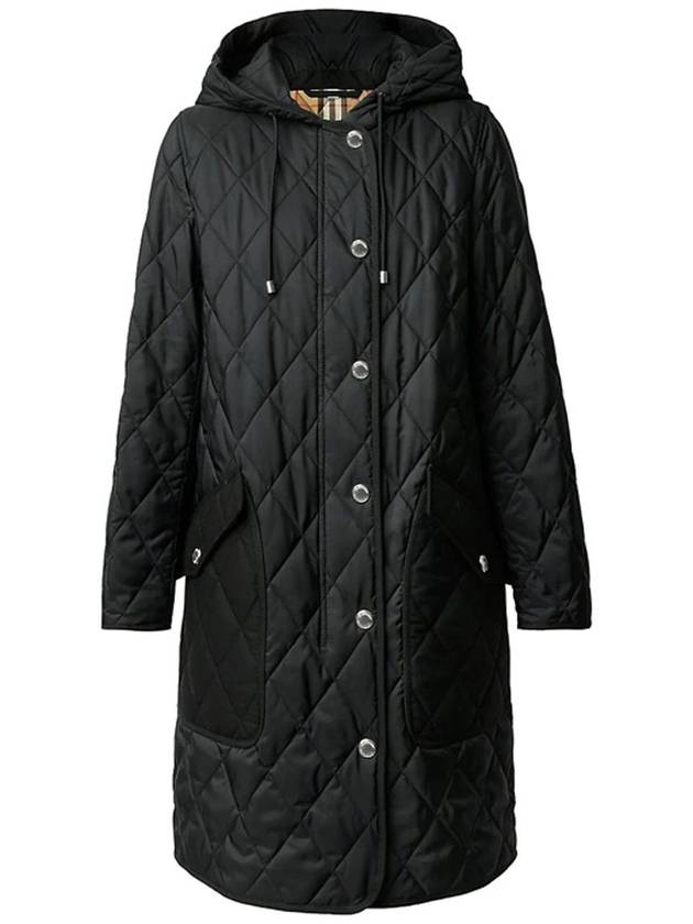 Women's Diamond Quilted Hoodie Single Coat Black - BURBERRY - BALAAN 2