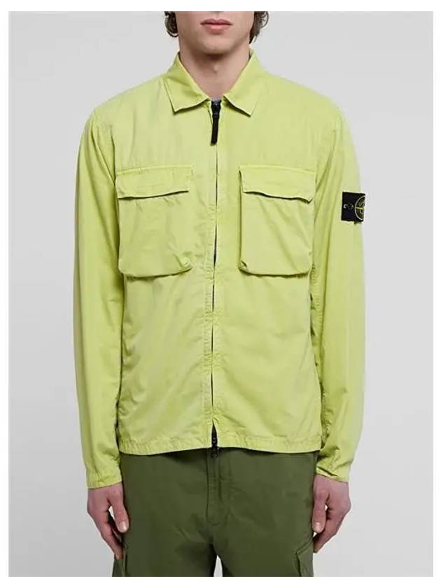 Front Pocket Wappen Patch Overshirt Zip-Up Jacket Lemon - STONE ISLAND - BALAAN 9