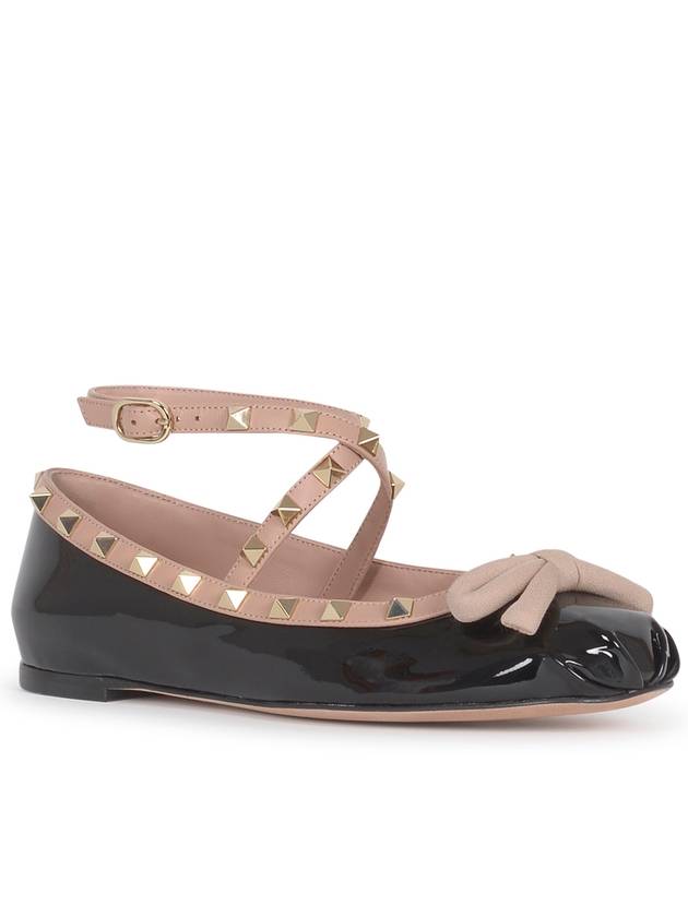 Rockstud Patent Leather Ballerina Black - VALENTINO - BALAAN 3