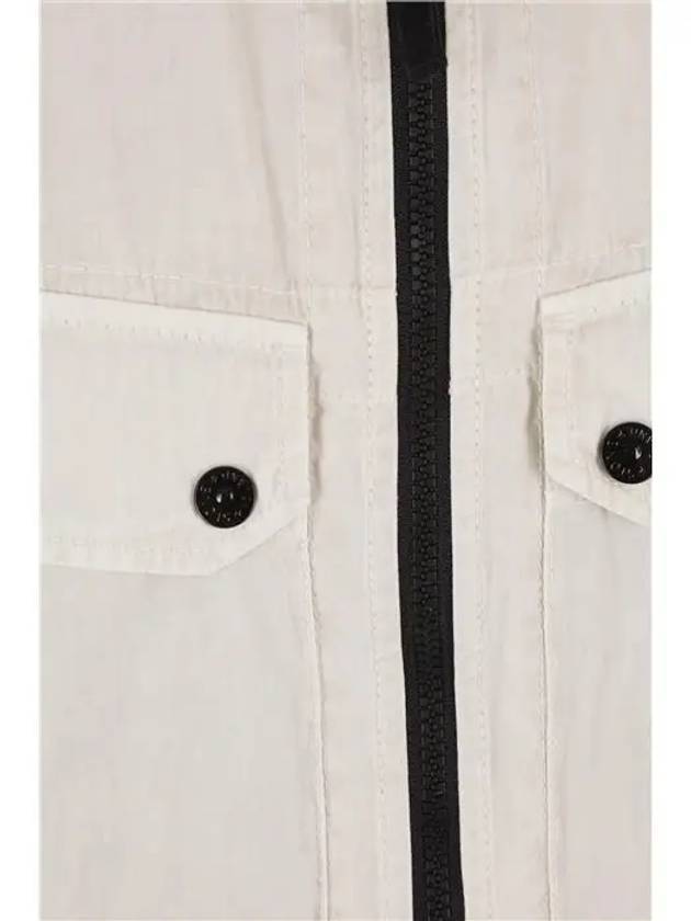 Brushed Organic Cotton Overshirt Jacket White - STONE ISLAND - BALAAN 4