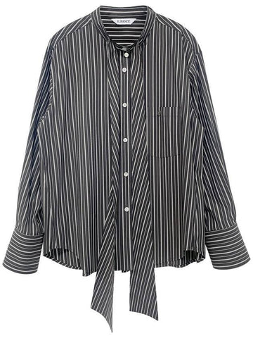 Striped Scarf Shirt Grey - ILROZE - BALAAN 1