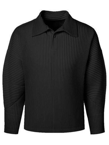 Curve sleeve collar neck pleated t shirt black - MONPLISSE - BALAAN 1