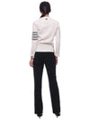 Milano Stitch Crewneck 4-Bar Cotton Crepe Knit Top White - THOM BROWNE - BALAAN 6