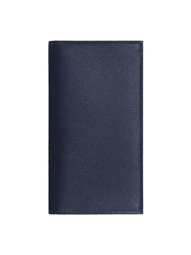 Citizen Twill Zipper Calfskin Long Wallet Bleu Nuit - HERMES - BALAAN 1