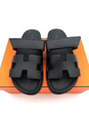 Hermes Chypre H Logo Calfskin Sandals Black - HERMES - BALAAN 2