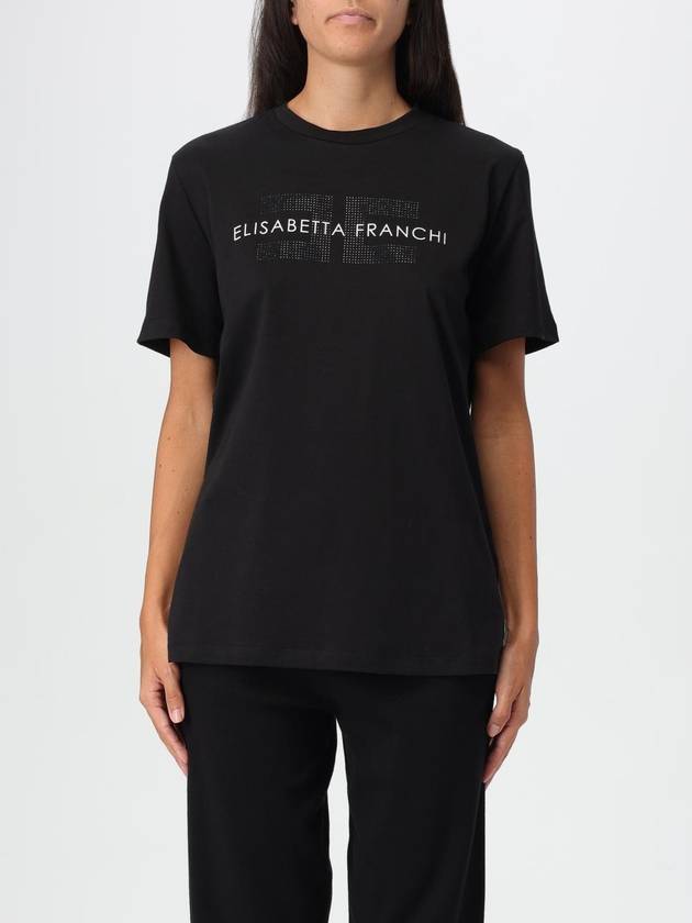 T-shirt Elisabetta Franchi in cotone con logo - ELISABETTA FRANCHI - BALAAN 1