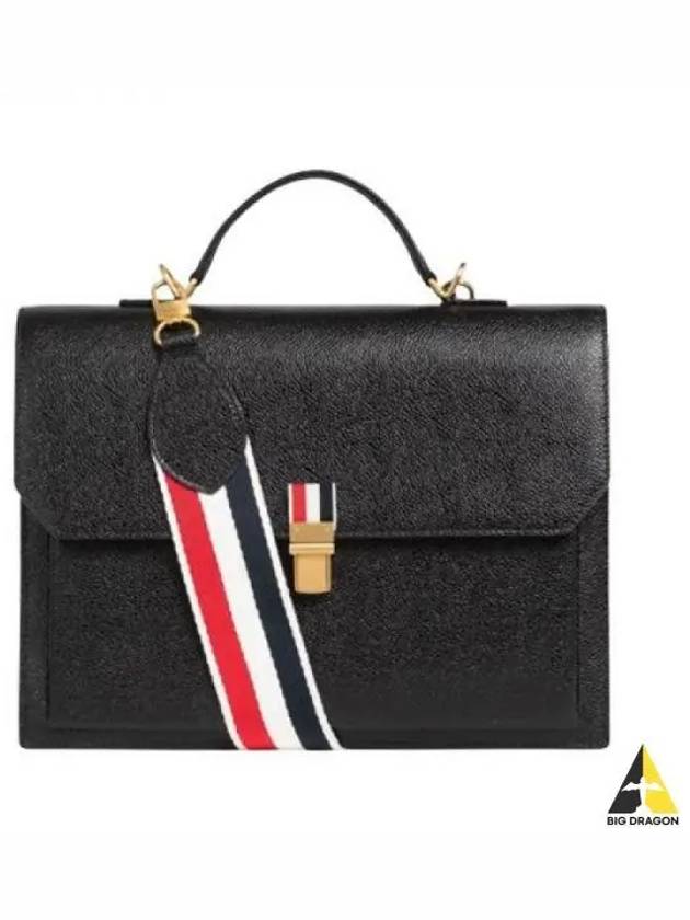 Pebble Grain Leather Tote Bag Black - THOM BROWNE - BALAAN.