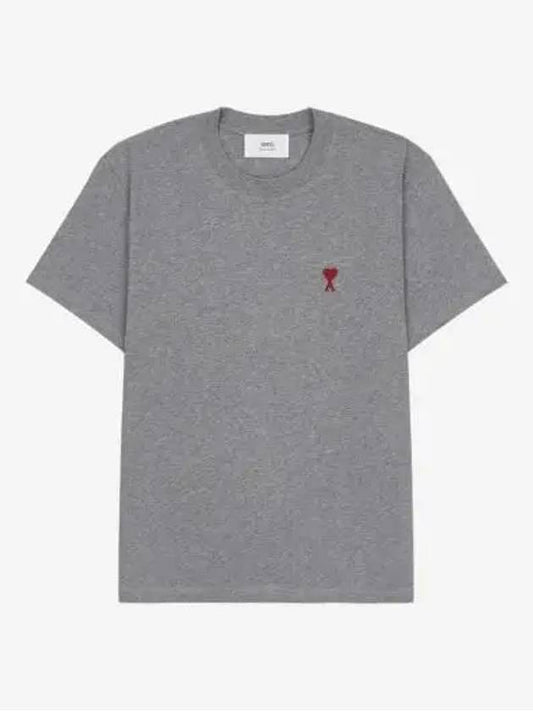 Small Heart Logo Short Sleeve T-Shirt Heather Grey - AMI - BALAAN 2