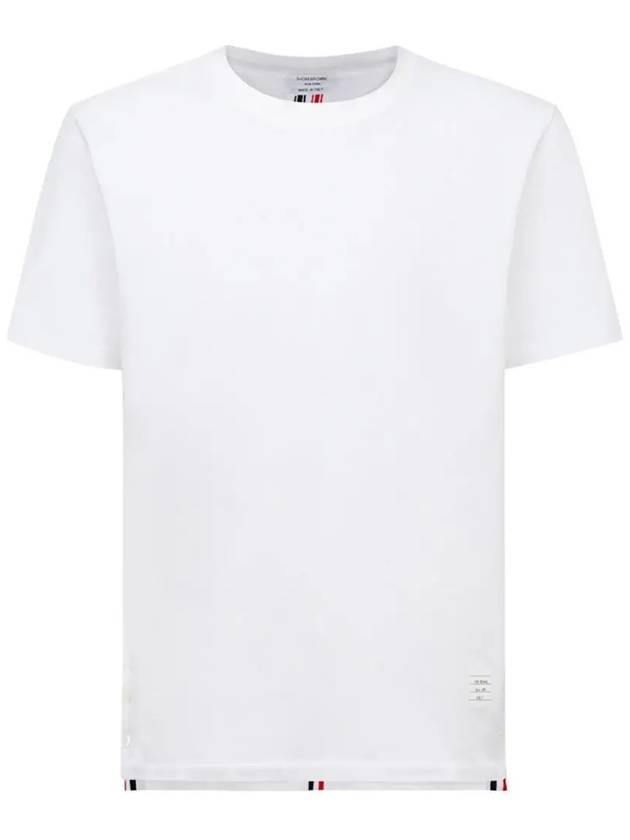 Men's Center Back Striped Short Sleeve T-Shirt White - THOM BROWNE - BALAAN 3