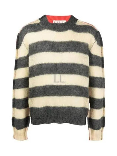 Striped Mohair Wool Blend Knit Top Grey - MARNI - BALAAN 2