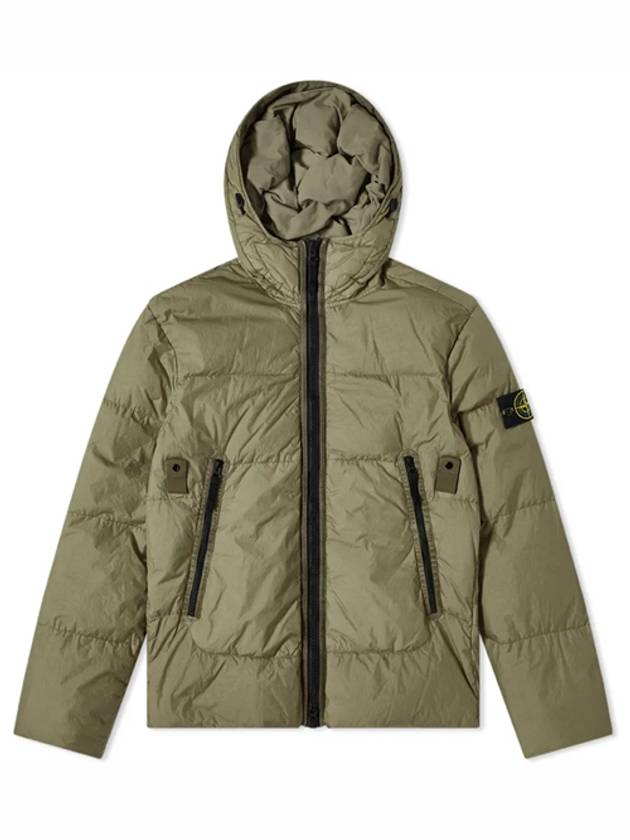 Men's Waffen Patch Crinkle Labs Short Padded Khaki - STONE ISLAND - BALAAN.