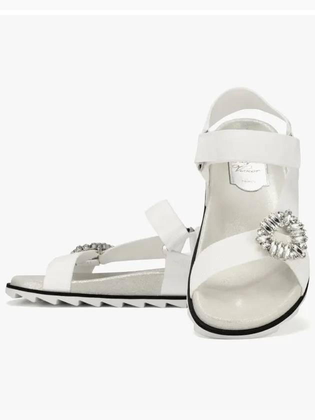 Trekky Viv Crystal Grosgrain Suede Sandals White - ROGER VIVIER - BALAAN 4