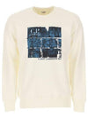Men's Blue Graphic Print Long Sleeve Sweatshirt White - CP COMPANY - BALAAN.