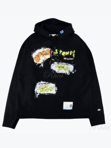 A11HD712 Black Words Balloon Print Hoodie - MIHARA YASUHIRO - BALAAN 1